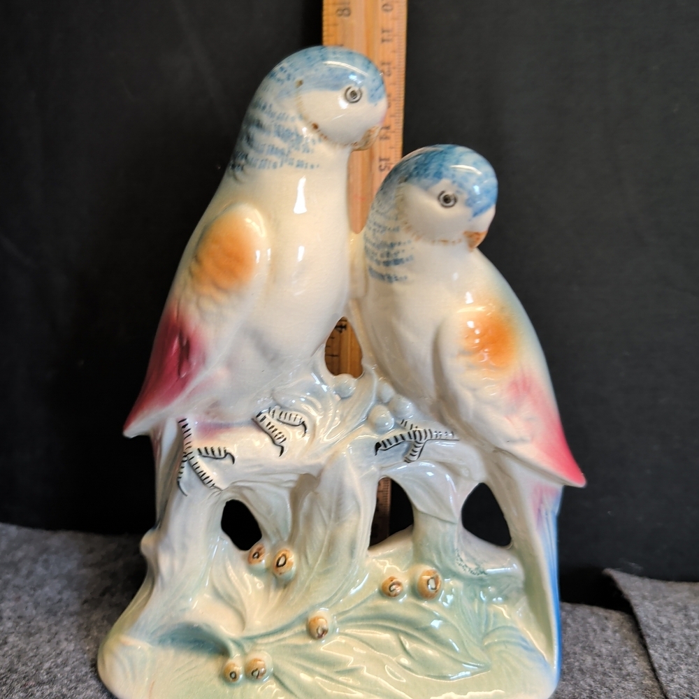 Ceramic Parrot Figurine - Blue, Pink, and Orange - Picture 9 of 9